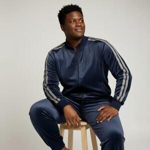 INC International Concepts Velour Track Jacket Navy Stripe NWT